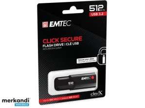 USB FlashDrive 512GB EMTEC B120 Clique em Secure USB 3.2 (100MB / s)