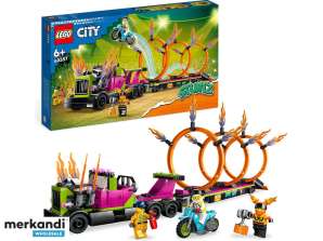 Camion de cascadorii LEGO City cu anvelopă de foc Chal 60357