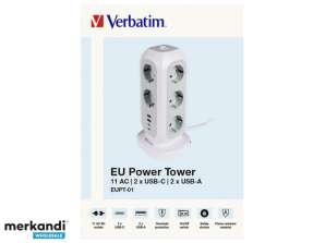 Verbatim EU Power Tower 11 AC z 2 portami USB-C 2 USB-A 49547
