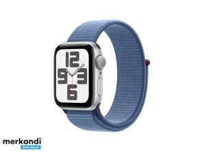 Apple Watch SE сплав. 40 мм GPS сребърна спортна лента зимна синя линия MRE33QF / A