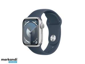Apple Watch S9 Alaşımı. 41mm GPS Gümüş Spor Kordon Fırtına Mavisi S/M MR903QF/A