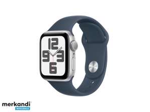 Apple Watch SE Alloy. 40mm GPS Silver Sport Band Storm Blue M/L MRE23QF/A