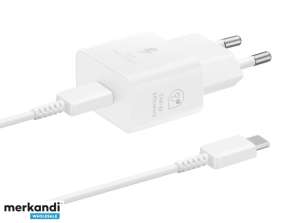 Samsung Fast Charging Adapter USB C 25W with Data Cable White EP T2510XWEGEU