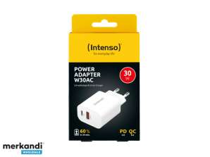 Intenso maitinimo adapteris W30AC Balta 1x USB A 1x USB C 30W 7803012