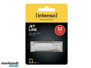 Unidad flash USB de aluminio de 32 GB Intenso Jet Line 3.2 Gen 1x1 Plata 3541480