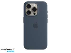 Apple Silikone Cover iPhone 15 Pro med MagSafe Storm Blue MT1D3ZM/A