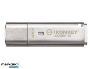 Kingston IronKey Locker 50 128GB USB Type A 3.2 Gen 1 Zilver IKLP50/128GB