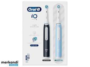 Oral B iO Series 3 elektrisk tannbørste Twin Pack Travel Case Svart / Ice Blue