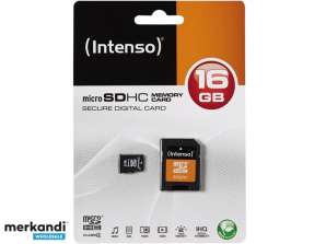 MicroSDHC 16GB Intenso + sovitin CL4 läpipainopakkaus