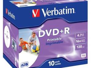 DVD R 4,7 Gt Verbatim 16x mustesuihku valkoinen Koko pinta 10kpl jalokivikotelo 43508