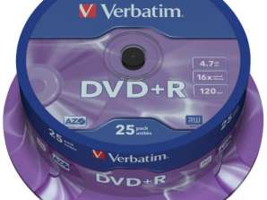 DVD+R 4.7GB Verbatim 16x 25 Cakebox 43500