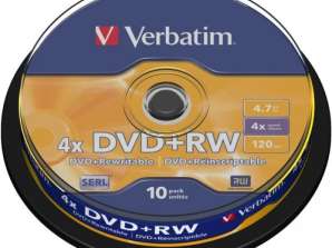DVD RW 4.7GB Verbatim 4x 10pcs Cakebox 43488