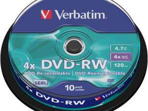 DVD RW 4.7GB ordrett 4x 10pcs Cakebox 43552