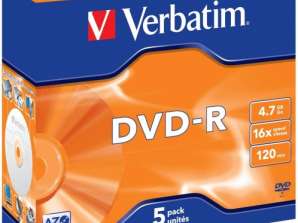 DVD R 4.7GB Verbatim 16x 5pcs Ohišje dragulja 43519