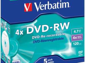 DVD RW 4.7GB Verbatim 4x 5 adet Mücevher Kutusu 43285