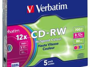 CD RW 80 Verbatim 12x 5er plonas dėklas 43167