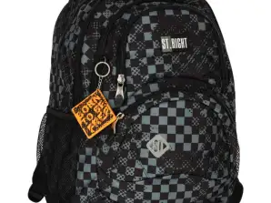 Youth school backpack 4 compartments checkerboard 17 inches