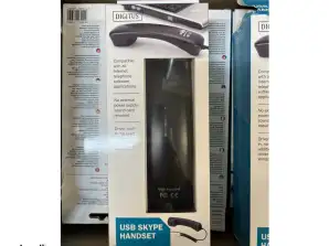 20 stk Digitus USB Skype-håndsæt til bærbar pc Sort, resterende lagerpaller engros til forhandlere