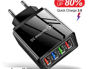 PR-2512 Chargeur rapide 4-en-1 - 4x Contact USB 3.1Ampère - 240Volt