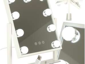 LED-hintergrundbeleuchteter Hollywood-Kosmetik-Schminkspiegel mit 9 USB-Lampen 25 x 30 cm