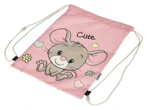 PE shoe bag for kids mouse pink
