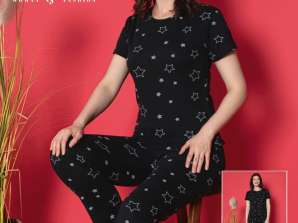 Set for women's pajamas with short sleeves from Turkey, high quality lingerie and workmanship.