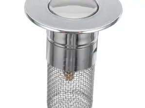 SINK DRAIN STOPPER WITH REMOVABLE STAINLESS STEEL FILTER BASKET, SKU: 521 (Stock in Poland)