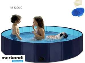 Foldable, 120 x 30 cm, Stable, for Pets, Children, Swimming Pool, Non-Slip, Portable/Blue - Dog Pool, Above Ground Pool, Outdoor Pool