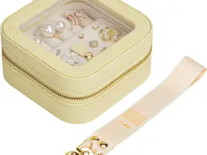 V-LAFUY 4 cores Small Travel Jewelry Case Zipper Organizador Portátil Caixa de joias pequena com tampa de vidro presente para mulheres para brincos anéis colares