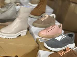 6,50€ per pair, European brand shoe mix, A stock, mix of different models and sizes for women and men, remaining stock pallet, mix cardboard