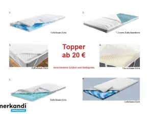 Toppers, mattress toppers, cold foam toppers, gel foam toppers, various sizes