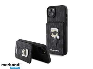 Karl Lagerfeld iPhone 15 Plus & 14 Plus galinio dangtelio dėklas - SAFFIANO CARDSLOT - juodas J-TOO