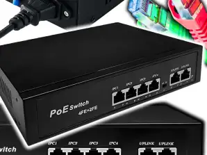 POE Switch 4+2 4xPOE 2xUplink 10/100Mbps 65W PoE+ for Cameras + EXTEND 30316 Function