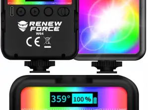 RENEW FORCE RGB LED lamp telefonile, kaamerale, kaamerale, TikTokile, YouTube'ile, SHORTY W64-le