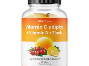 MOVit C-vitamiini 1200 mg ruusunmarjoilla D-vitamiini Sinkki PREMIUM 90 tbl.