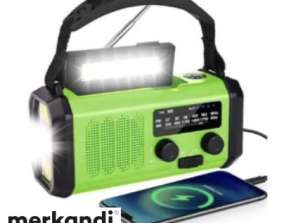 Radio cu manivelă, radio portabil (solar) cu lanternă LED