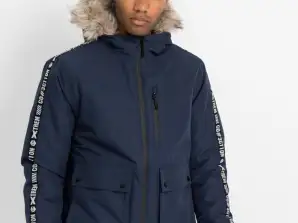 Men's Winter Jacket with Hood and Fur Plus Size Bonprix Model 976057 in Frabe dark blue