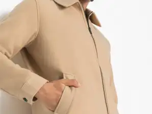 Мужской осенний пиджак с воротником-стойкой в бежевом цвете Frabe от Bonprix