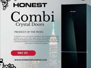 Total No Frost hoogwaardige koelkasten met glazen deur - Honest Clistal Black