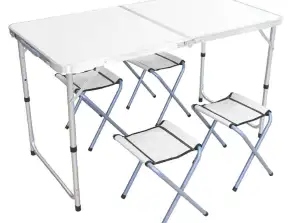 AG288B TABLE TOURISTIQUE ALU. 4 CHAISES