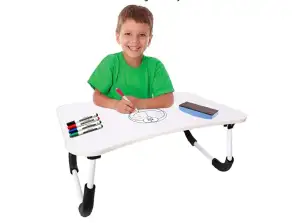 Daudzfunkcionāls salokāms klēpjdatoru galds ar baltu tāfeli | Mācību galds darbam no mājām, tiešsaistes nodarbības, kāršu spēles un bērnu | Rakstāmgalds | Iekļaut-