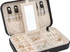 BlackTravel Jewelry Case for Women Organizer, 2-Tier Portable Small Jewelry Organizer for Brincos Anéis Colares Relógios Pulseiras, G