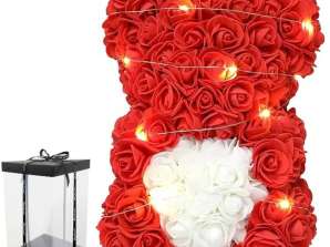 DIY Box - BQ54 Мечка с рози и сърце 23СМ - търговия на едро