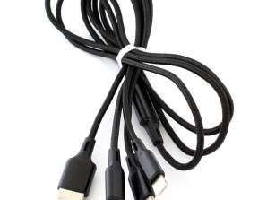 KK21I 3in1 MICRO USB/ USB-C CABLE BLACK