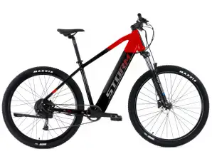 Bicicleta elétrica de alumínio STORM TAURUS 2.0 quadro preto-vermelho 19