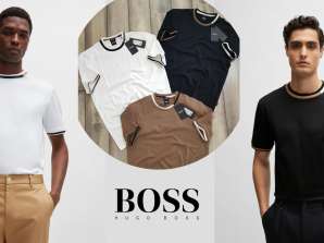 Boss T-shirt in mercerised cotton with signature stripes