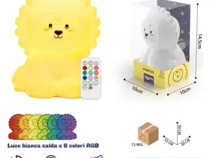 Touch & Remote Control Lion Night Light - con Funzione Touch e Telecomando - Ricaricabile - Baby Shower - Regalo Maternità - Nursery - Compleanno