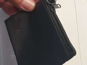 Conjunto de bolsa de moeda preta com zíper, 10,5x7,5 cm,