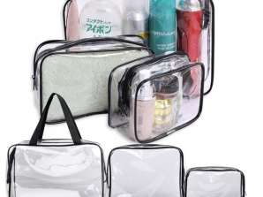 COSMETIC BAGS SET OF 3 PCS Set Cosmetic Bag 3in1 Transparent Capacious PVC XJ4830