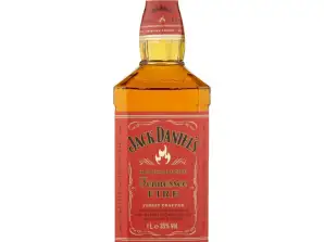 Jack Daniels Fire 1.00 Litro 35° Whisky z korkiem z rozetą i informacjami technicznymi